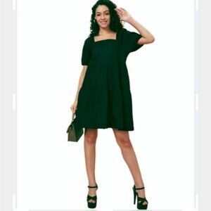 NWT BLACK TAPE Baby Doll Corduroy Drop Waist Emerald Green Dress